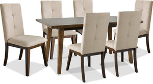 Ensemble de salle à manger Chelsea 7 pièces avec table de 60 po (L) et 6 chaises taupe - brun noyer