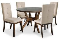  Ensemble de salle à manger Chelsea 5 pièces avec table ronde de 48 po (L) et 4 chaises taupe - brun noyer