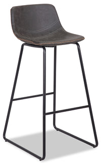  Tabouret bar Coty en tissu de cuir végétalien et en métal - gris