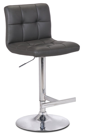 Tabouret bar Cruz en tissu de cuir végétalien et en métal avec siège pivotant et réglable - gris