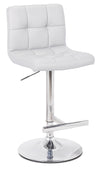 Tabouret bar Cruz en tissu de cuir végétalien et en métal avec siège pivotant et réglable - blanc