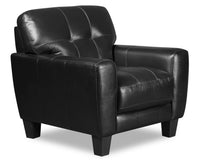  Fauteuil Curt en cuir véritable - noir 