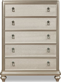  Commode verticale somptueuse Diva de 39 po (L) x 56 po (H) à 7 tiroirs pour la chambre à coucher - argentée