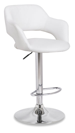 Tabouret bar Finn en tissu de cuir végétalien et en métal avec siège pivotant et réglable - blanc