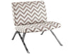 Fauteuil d’appoint métal chromé avec motif de chevron taupe foncé