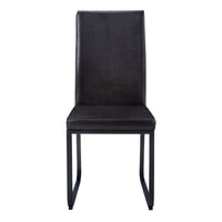 Chaise de salle à manger noir et d’apparence cuir noir, 2 pièces