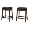 Tabouret bar espresso avec laiton et apparence cuir noir, ensemble de 2