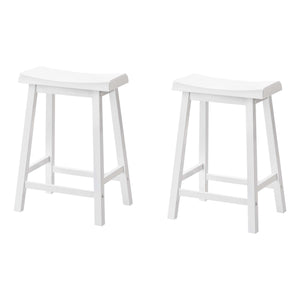 Tabouret bar blanc avec siège de type selle, 2 pièces