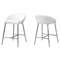 Tabouret blanc de hauteur comptoir avec base chromée, 2 pièces