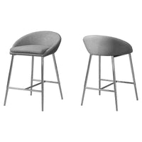 Tabouret chromé et tissu gris de hauteur comptoir, 2 pièces