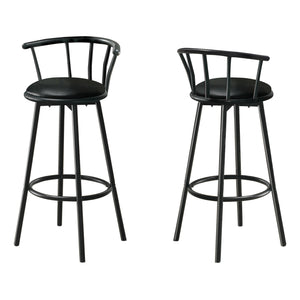 Tabouret bar pivotant en métal noir, 2 pièces