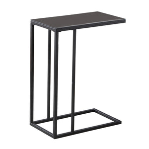 Table d'appoint en métal noir et verre trempé noir