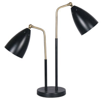 Lampe de table Jetty de 22 po noire et dorée à 2 ampoules