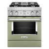 Cuisinière intelligente à gaz KitchenAid de 4,1 pi³ avec autonettoyage - crème d’avocat - KFGC500JAV