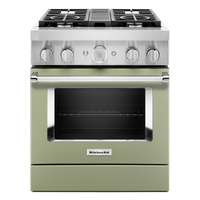  Cuisinière intelligente à gaz KitchenAid de 4,1 pi³ avec autonettoyage - crème d’avocat - KFGC500JAV