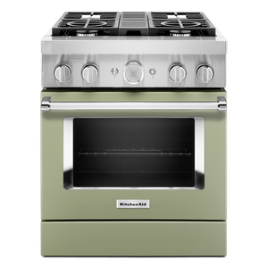 Cuisinière intelligente à gaz KitchenAid de 4,1 pi³ avec autonettoyage - crème d’avocat - KFGC500JAV