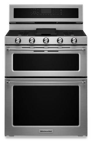 Cuisinière à gaz KitchenAid de 6 pi³ avec autonettoyage et four double - acier inoxydable - KFGD500ESS