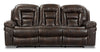 Sofa inclinable Leo de 87,5 po en tissu d’apparence cuir brun noyer