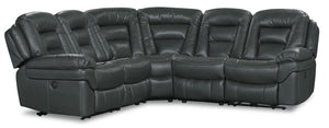 Sofa sectionnel à inclinaison électrique Leo 5 pièces en tissu Leath-Aire - gris