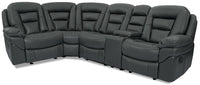  Sofa sectionnel à inclinaison Leo 5 pièces en tissu Leath-Aire avec console - gris 