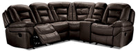  Sofa sectionnel inclinable Leo 5 pièces en similicuir Leath-Aire avec console - noyer 