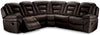 Sofa sectionnel à inclinaison électrique Leo 5 pièces en tissu Leath-Aire - noyer