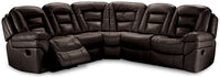  Sofa sectionnel à inclinaison électrique Leo 5 pièces en tissu Leath-Aire - noyer 