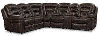  Sofa sectionnel à inclinaison Leo 6 pièces en tissu Leath-Aire - noyer 