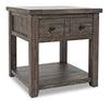 Table de bout rustique Madison de 24 po avec rangement et tablette - bois gris-brun