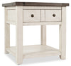 Table de bout rustique Madison de 24 po avec rangement et tablette - bois blanc