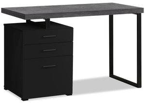 Bureau d’ordinateur Orion de 47,25 po à 3 tiroirs - noir et gris