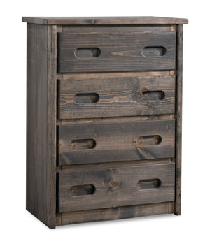 Commode verticale de chambre à coucher Piper de 32,5 po (L) à 4 tiroirs en pin massif pour enfants - gris bois de grève