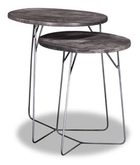 2 tables d'appoint gigognes Remmi de 18 po - gris sable et gris métallisé