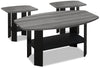 Ensemble 3 tables modernes Rosario de 35,5 po (table à café et 2 tables de bout) avec tablette - gris et noir 