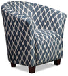 Fauteuil d’appoint Dakota Indigo de style gondole de 31 po en tissu multicolore avec pattes en bois