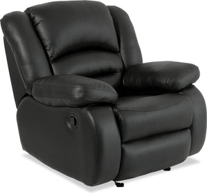 Fauteuil berçant inclinable Toreno en cuir véritable - noir