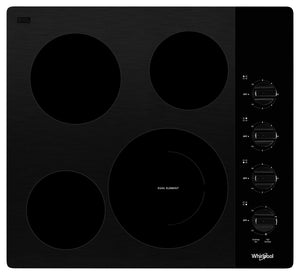 Surface de cuisson électrique Whirlpool de 24 po à 4 éléments - noire - WCE55US4HB