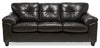 Sofa Addison de 86 po fabriqué au Canada en tissu d’apparence cuir noir mûre avec coussins de siège amovibles