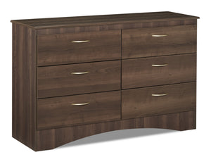 Commode Aida de 49,5 po (L) x 29,8 po (H) à 6 tiroirs pour la chambre à coucher, fabriquée au Canada - brune