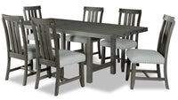  Ensemble de salle à manger Alto 7 pièces avec table, rallonge de 65 po à 83 po (L), base à tréteaux et 6 chaises - gris