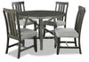 Ensemble de salle à manger Alto 5 pièces avec table ronde, rallonge de 48 po à 66 po (L), base à tréteaux et 4 chaises - gris