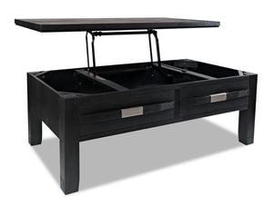 Table à café rustique Bronx de 48 po avec dessus relevable, rangement et tablette - bois anthracite