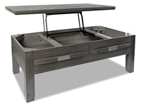 Table à café rustique Bronx de 48 po avec dessus relevable, rangement et tablette - bois gris