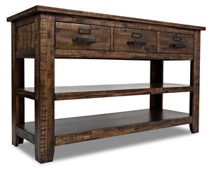 Table de salon rustique Casey de 50 po avec rangement et tablette - bois brun