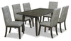 Ensemble de salle à manger Chelsea 7 pièces avec table de 60 po (L) et 6 chaises grises - gris-brun