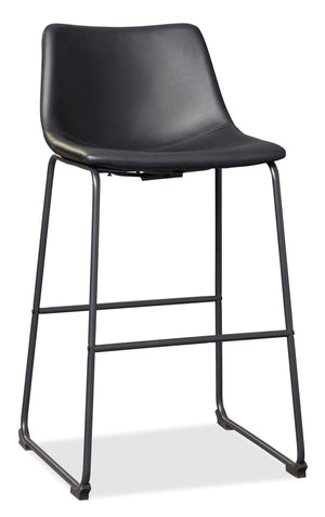 Tabouret bar Cole en tissu de cuir végétalien et en métal - noir