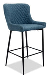 Tabouret Demi de hauteur comptoir en tissu d’apparence velours et en métal - bleu marine