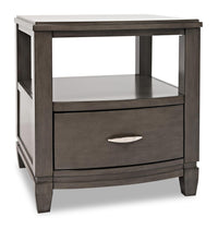 Table de bout moderne Downtown de 24 po avec rangement et tablette - bois gris-brun