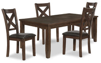  Ensemble de salle à manger Talia 5 pièces avec table, rallonge de 60 po à 78 po (L) et 4 chaises - brun