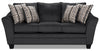 Sofa-lit double Febe de 85 po de format condo fabriqué au Canada en tissu de chenille gris anthracite avec accoudoirs évasés